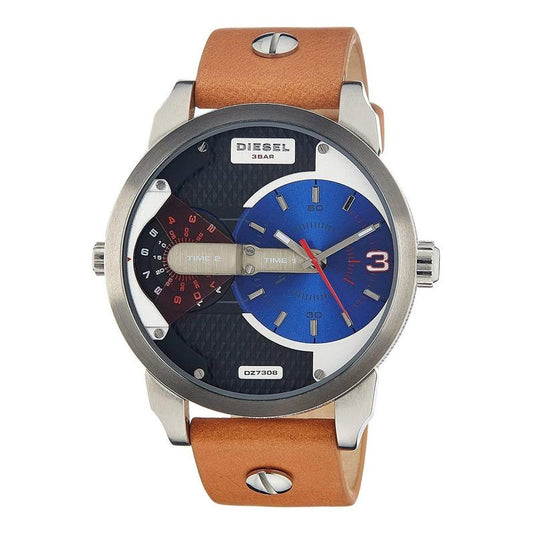 Diesel DZ7308 Mini Daddy Chronograph Men's Watch – Blue & Black Dial & Brown Leather Strap