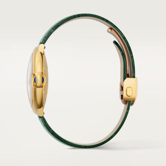 Ballon Bleu De Cartier Watch | 40mm, 18K Yellow Gold, Alligator Leather, Green Dial