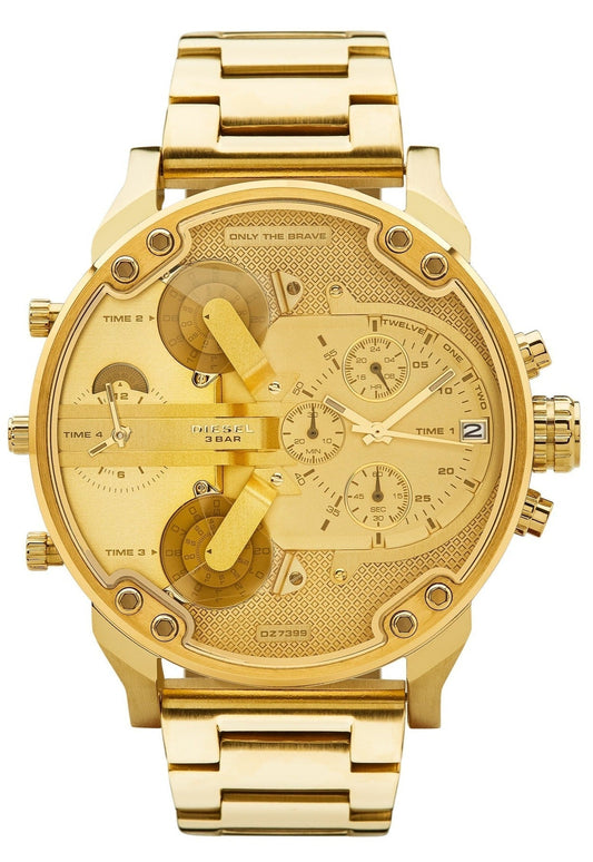 Diesel DZ7399 Mr. Daddy 2.0 Chronograph Men's Watch – Gold Dial & Gold Stainless Steel Strap