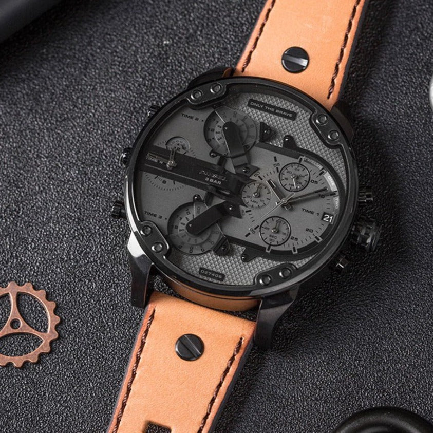 Diesel DZ7406 Mr. Daddy 2.0 Chronograph Men's Watch – Grey Dial & Brown Leather Strap