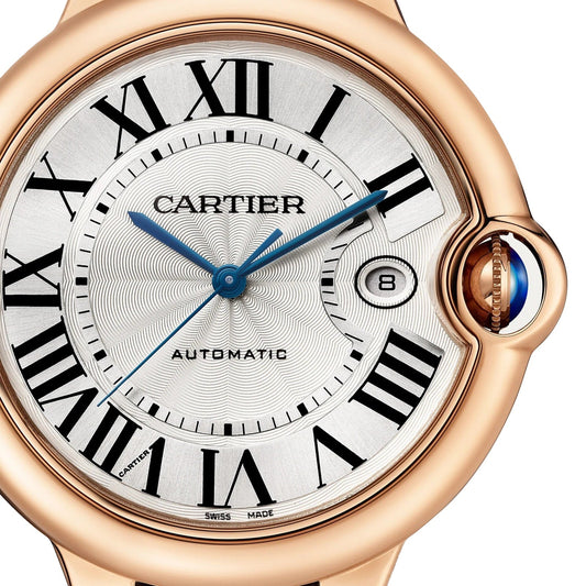 Ballon Bleu de Cartier 42 | 42mm, 18K Rose Gold, Alligator Leather, Silver Dial