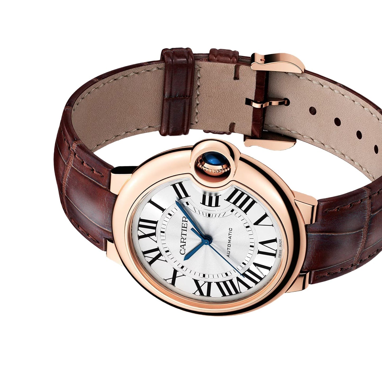 Ballon Bleu de Cartier 36 | 36mm, 18K Rose Gold, Alligator Leather, Silver Dial