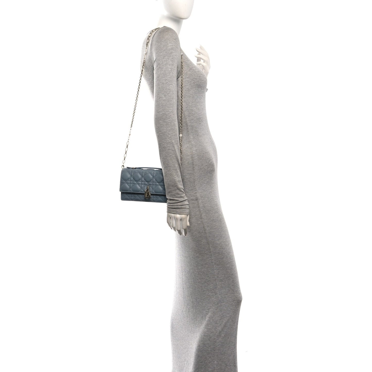 Lambskin Cannage Mini My Dior Top Handle Clutch Cloud Blue