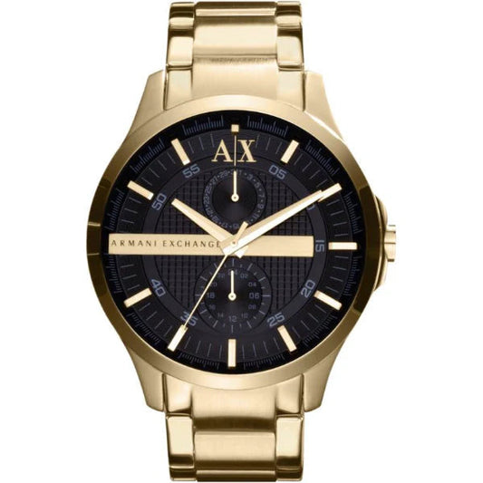 Armani Exchange Hampton AX2122 Men's Chronograph Watch – Black Dial with Gold Stainless Steel Strap