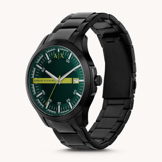 Armani Exchange Hampton AX2407 Men's Watch – Sleek Black Dial with Black Stainless Steel Bracelet