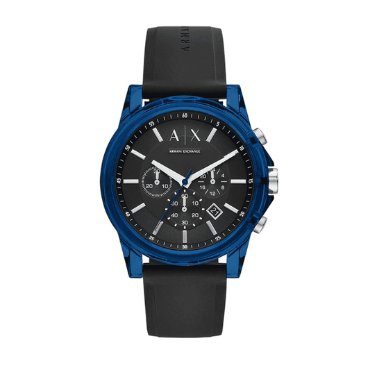 Armani Exchange Outerbanks AX1339 Men's Chronograph Watch – Black Dial with Black Silicone Strap
