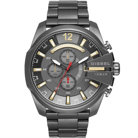 Diesel DZ4479 Mega Chief Chronograph Men's Watch – Grey Dial & Black Stainless Steel Strap